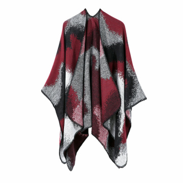 Femmes Hiver Écharpe Wrap Réversible Surdimensionné Poncho Cape Cardigan Manteau Tricoté